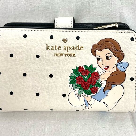 kate spade Disney Wallet Beauty and the Beast Medium Compact Bifold Wallet NWT - Picture 2 of 9